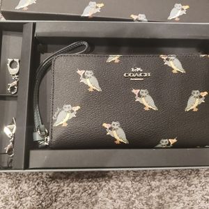 Coach Phone Wallet With Party Owl Print